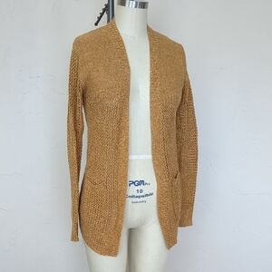 SO Open-Front Knit Cardigan in Camel Brown